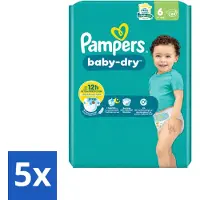 Pampers 5 x – Luiers – Baby Dry Maat 6 – 22 Luiers - Voordeelverpakking - 5 stuks