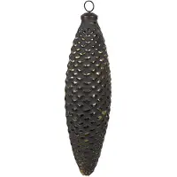Clayre & Eef Kerstbal Overig 7x6x24 cm Zwart Glas Kerstballen