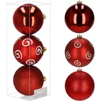 Springos Kerstballen | 3 Stuks | 15 cm | Rood | Wit