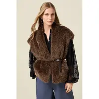 Oltre Soft Fabric Cape With Belt Brown Maat: M | Gilets Outlet | Dames | Bruin