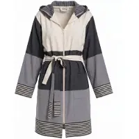 Lalay Hamam Badjas Met Rits En Capuchon - Sultan Bicolore - Black / Dark Grey