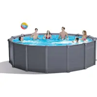 Intex 26384NP, Framezwembad, Geschikt voor kinderen en volwassenen, Inclusief ladder, Blauw, Grijs