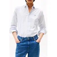 Tommy Hilfiger Pop Stripe Sf Shirt Sweet Blue/optic White Maat: 46 | Casual Overhemden Outlet | Heren | Wit