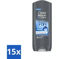 Dove 15 x - Douchegel - Men+ Care Cool Fresh - Verfrissend en energiegevend - 400 ml - Voordeelverpakking - 15 stuks