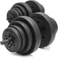 Springos Dumbellset - 30 KG - Complete Set - Thuis Sporten - Zwart