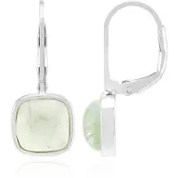 Cavill - Zilveren Oorbellen met 4,46 ct Australische Prehniet - 925 Sterling Zilver Rhodium - Antiek Kussen Cabochon - Elegante Damesoorbellen