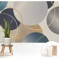 Wallfluent Fotobehang - Grijs Vliesbehang - 208x146 cm - Creatieve Kringen Fotobehang Vlies - Hal behang Abstractie - Muurschildering - Woonkamer behang