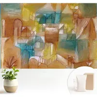 Wallfluent Fotobehang - Bruin Vliesbehang - 104x70 cm - Geometrische Structuren Muurschildering - Gang behang Abstractie - Fotobehang Vlies - Gang behang