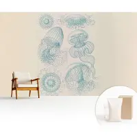 Wallfluent Fotobehang - Wit Vliesbehang - 416x254 cm - Zeekwal Fotobehang Vlies - Hal behang Deel - Muurschildering - Woonkamer behang