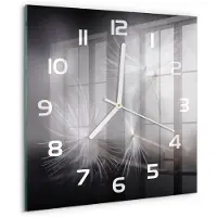 Tulup Wandklok - Paardenbloemzaden Klok Glas Met Opdruk - 30x30 cm - Zwart-wit Moderne Wandklok Glas - Witte handen - Vierkante Klok - Decoratieve Glazen Klok - Glazen Wandklok Design