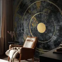 Coloray Vliesbehang - Zwart Snellijm Behang - 152x104 cm - Kosmische Dynamiek Muurschildering - Gang behang Geometrie - Fotobehang Vlies - Slaapkamer behang