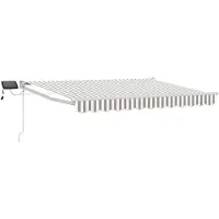 vidaXL Handbediende luifel met LED's Lichtgrijs en wit