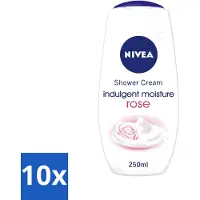 Nivea 10 x - Shower Indulgent Moisture Rose Douchecrème - 250 ml - Voordeelverpakking - 10 stuks