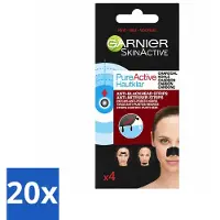 Garnier 20 x - Pure Active - Anti-Mee-Eters Strips - Charcoal - Neus, Voorhoofd & Kin - 4 Strips - Voordeelverpakking - 20 stuks