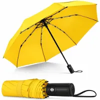 BOTC Stormparaplu Opvouwbaar met Beschermhoes - UV-bescherming - 100CM - Grote Paraplu - Automatisch Uitklapbaar - Geel