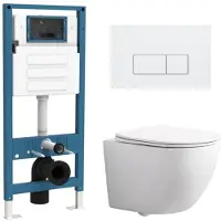 Qeramiq Dely Swirl Compact Toiletset - inbouwreservoir flush - slim zitting - kunststof bedieningsplaat glans wit - rechthoekige knoppen - glans wit SW1471012/SW1247814/SW1448813/SW706187