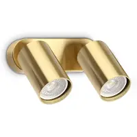 Ideal Lux wandspot Dynamite Round messing 16,5 cm 2-lamps, messing / goud, Woon-/ Eetkamer, metaal, Modern, halogeen spot