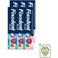 Fixodent 6 x Plus – Kleefcrème – Food Barrier – Frisse Smaak – 40 g - Wasstrips - Kleefpasta - Kunstgebit - Food Barrier - Voedselresten - Frisse Muntsmaak