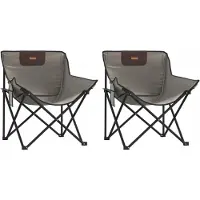 VMP Set van 2 Grijze Opvouwbare Campingstoelen met Zijvak