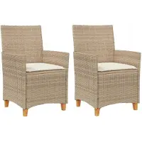 VMP 2x Tuinstoel Polyrattan Bruin met Comfortabele Kussens