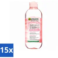 Garnier 15 x - SkinActive - Micellair Reinigingswater - Rozenwater - Stralende Huid - 400 ml - Voordeelverpakking - 15 stuks