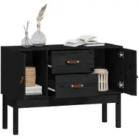 vidaXL Dressoir 110x40x78 cm massief grenenhout zwart
