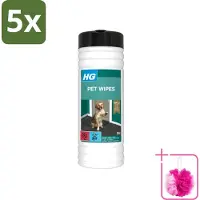 Hg 5 x - Pet Wipes - Doekjes Voor Huisdieren - 50 Doekjes - Bulkverpakking - Huisdierdoekjes - Douchemop - Reinigen huisdier