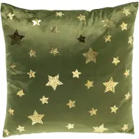 Textino STARRY-SKY - kussenhoes 45x45 cm - fluweel - sterren - Bronze Green - groen, goud