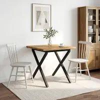 vidaXL Eettafel met levendige rand 90 x 90 x 75 cm Massief Acacia Hout