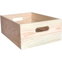 Wellhome Stapelbare Opbergdoos Van Massief Grenen 40x30x15 Cm