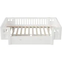 STILVORA Kinderbed 90x200 cm met hoge uitvalbeveiliging en 2 lades Eenpersoonsbed voor kinderkamer en tienerkamer Hout en MDF Wit Zonder matras