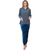 Pastunette Velours dames pyjama donkerblauw | Maat 40