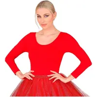 Widmann - Dans & Entertainment Kostuum - Unicolor Body Volwassen Met Knoopsluiting, Rood - Rood - XL - Carnavalskleding - Verkleedkleding