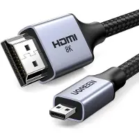 UGREEN HD164 Serie - Micro HDMI naar HDMI Kabel - 8K 60Hz - 1m - Grijs