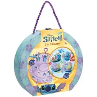 Totum Disney Stitch 2-in-1 Knutselkoffer - Sieraden maken met krimpfolie - 4 stenen versieren - 8 kleuren steentjes - Speelgoed Kinderen - Knutselen - Voor meisjes en jongens - Vanaf 4 jaar -