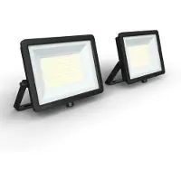 LEDVION - 2x Performance LED-schijnwerper buiten, IP66, 100W, 135lm/w, koel wit, 6500K, superhelder, breedstraler, buitenlamp