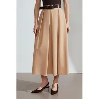 Dilvin Hoge Taille Midi Rechte Crepe Rok