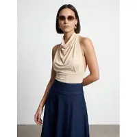 Dilvin Getailleerde Mouwloze Blouse met Col