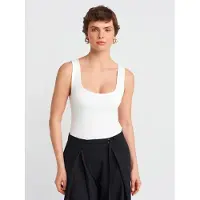 Dilvin Mouwloze Blouse met Vierkante Halslijn in Slank Model