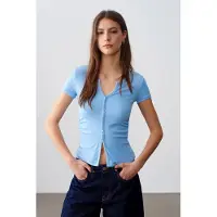 Dilvin Slim Fit V-hals Knop Blouse