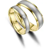 MARRYA Ring 'ES-14 Ehering aus Edelstahl - Silberfarben & Goldfarben' goudgeel