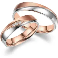 MARRYA Ring 'ES-35 Ehering aus Edelstahl - Silberfarben & Rosé' rose-goud