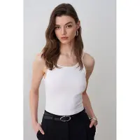 Dilvin Geribbelde Mouwloze Cami Blouse