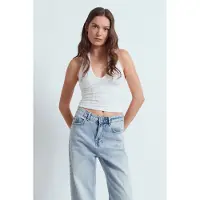 Dilvin Dames Kant Halters Crop Blouse