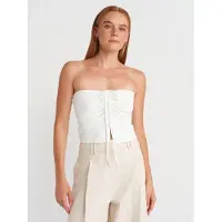 Dilvin Draagbare Strapless Crop Blouse voor Dames met Strikdetail