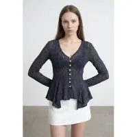 Dilvin Kanten V-hals Knopen Cardigan