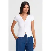 Dilvin Slim Fit V-hals Knopenblouse