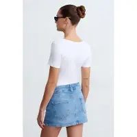 Dilvin Hooggetailleerde denim mini-rok met riem