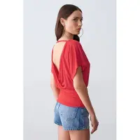 Dilvin Dames Modal Blend Uitsnijding Crew Neck Blouse