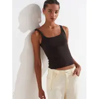 Dilvin Geribde vierkante-hals mouwloze blouse